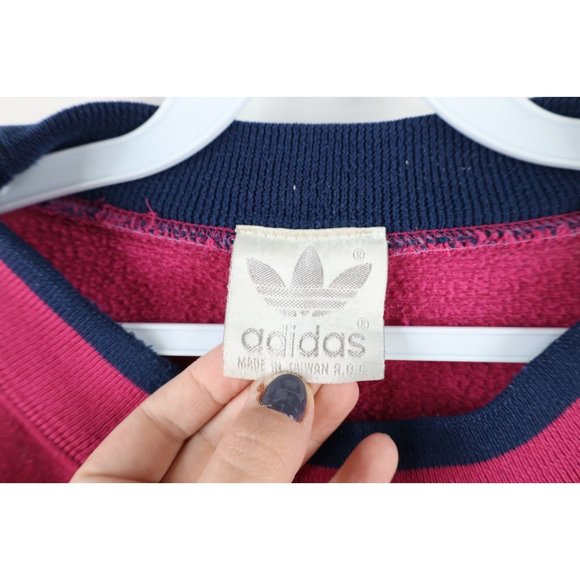 Vintage 90s Adidas Mens XL Faded Boxy Fit Spell Out Crewneck Sweatshirt Magenta - Picture 6 of 9